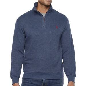 U.S. Polo Assn. Men's 1/4 Zip Blue Knit Sweater Sz XL Embroidered Pony Logo